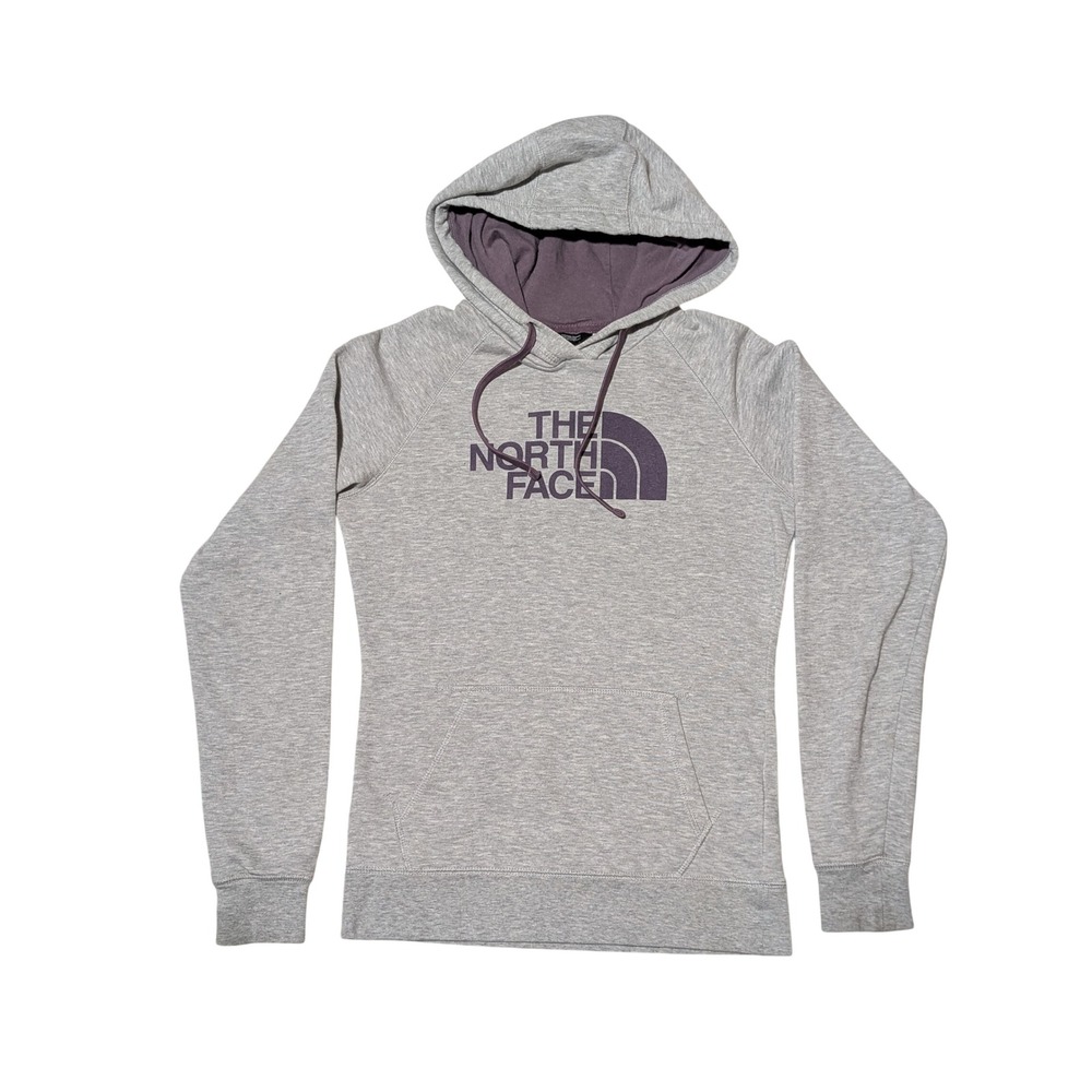 The North Face Hoodie Womens Small Gray Purple Logo Pullover Sweatshirt Gorpcore
